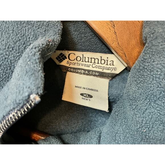 Columbia Jacket Men's Size XL Full Zip Denali Black Blue Collared Long Sleeve - Picture 6 of 6